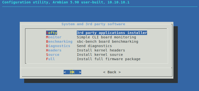 !armbian-config Software