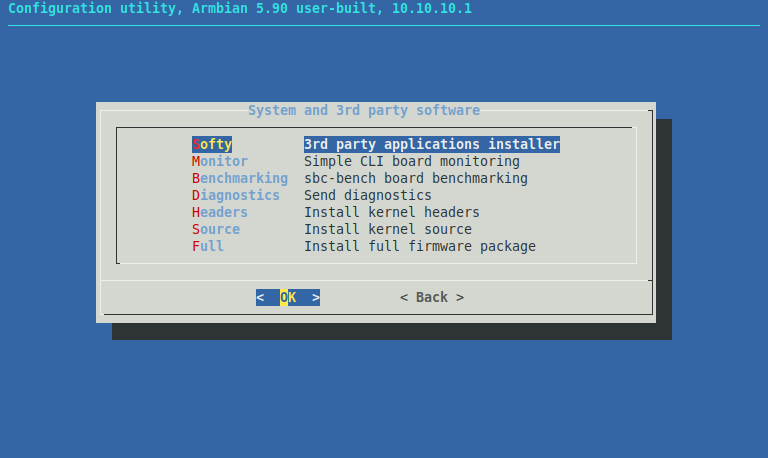 !armbian-config Software