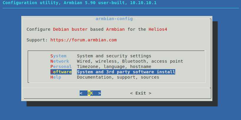 !armbian-config Main Menu