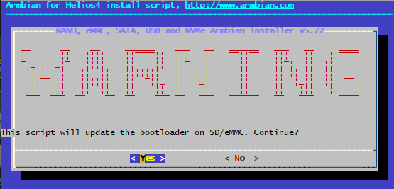 armbian bootloader write confirmation